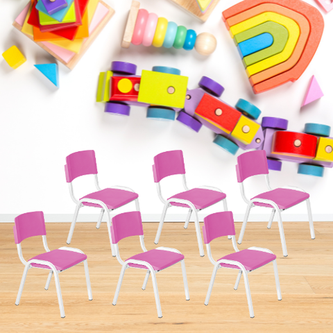 Kit 6 Cadeiras Iso Infantil Escolar e Creche