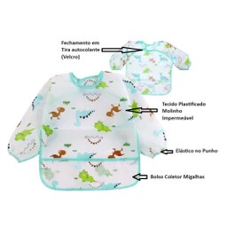 Babador Manga Longa Blw Kit 2unds - Dino e Urso Baby - 2