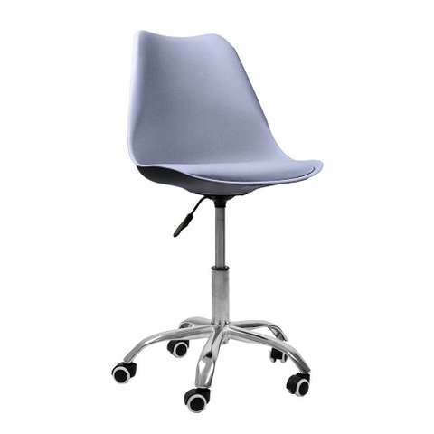 Cadeira Office Base Cromada Oficial com Rodízio Giratória Saarinen - Cinza - 1