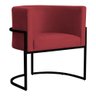 Poltrona Decorativa Sala Estar Recepção Escritório Luana Base Preta Veludo Vermelho - Montanaris - 1