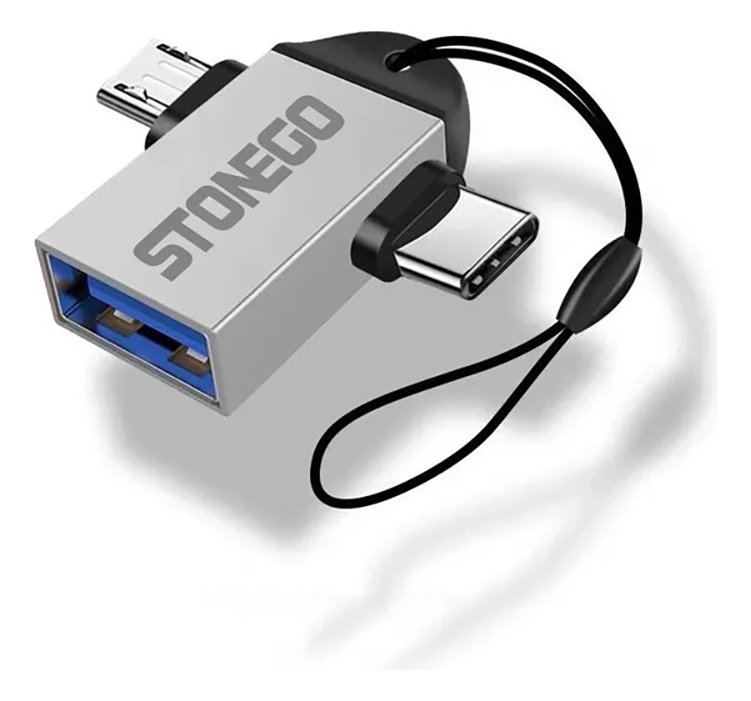 Adaptador Otg Duplo Usb 3.0 Fêmea para Micro Usb e Tipo C Stonego Alta Qualidade