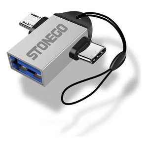 Adaptador Otg Duplo Usb 3.0 Fêmea para Micro Usb e Tipo C Stonego Alta Qualidade