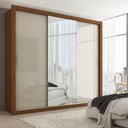 Ver imagem 1 de Guarda-roupa Casal Hamburgo 3 Portas 4 Gavetas com Espelho Cinamomo/off White - Panorama Móveis