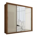 Ver imagem 4 de Guarda-roupa Casal Hamburgo 3 Portas 4 Gavetas com Espelho Cinamomo/off White - Panorama Móveis