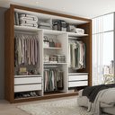 Ver imagem 3 de Guarda-roupa Casal Hamburgo 3 Portas 4 Gavetas com Espelho Cinamomo/off White - Panorama Móveis