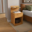 Ver imagem 3 de Mesa de Cabeceira Mavie 1 Gaveta e 2 Prateleiras Mdp Moderno Funcional Quarto Patrimar:cinamomo