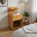 Ver imagem 1 de Mesa de Cabeceira Mavie 1 Gaveta e 2 Prateleiras Mdp Moderno Funcional Quarto Patrimar:cinamomo