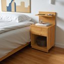 Ver imagem 2 de Mesa de Cabeceira Mavie 1 Gaveta e 2 Prateleiras Mdp Moderno Funcional Quarto Patrimar:cinamomo