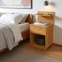 Ver imagem 4 de Mesa de Cabeceira Mavie 1 Gaveta e 2 Prateleiras Mdp Moderno Funcional Quarto Patrimar:cinamomo