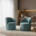 Ver imagem 1 de Kit 02 Poltronas Curva Orgânica Nature Gaia Veludo Azul Turquesa - Montanaris Decor