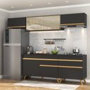 Ver imagem 3 de Armário de Cozinha Completa 260cm Veneza Multimóveis V3710 Preto/Dourado
