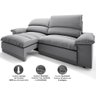 Sofá Plaza 2,00m Retrátil e Reclinável Velosuede - Netsofas - 3