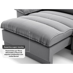 Sofá Plaza 2,00m Retrátil e Reclinável Velosuede - Netsofas - 5