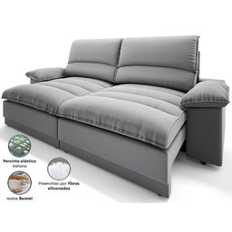 Sofá Plaza 2,00m Retrátil e Reclinável Velosuede - Netsofas - 4