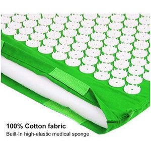 Conjunto Relaxante Acupress Brasil: Tapete e Travesseiro Terapêuticos "verde"
