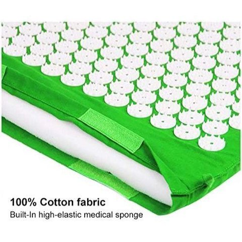 Conjunto Relaxante Acupress Brasil: Tapete e Travesseiro Terapêuticos "verde"
