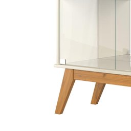 Cristaleira Or Estilo Retrô com Portas em Vidro Temperado Cor Off White / Cumaru - 3
