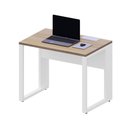 Ver imagem 5 de Mesa Escritório Plataforma 90cm 1 Cx de Tomada Pé Metal F5 Cor:macadâmia com Branco