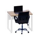 Ver imagem 2 de Mesa Escritório Plataforma 90cm 1 Cx de Tomada Pé Metal F5 Cor:macadâmia com Branco