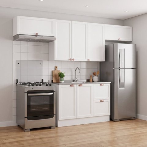 Cozinha Compacta Modulada 4 Peças sem Tampo Casuá Branca Unna