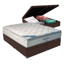 Ver imagem 1 de Cama Box Baú Bipartido Casal Marrom e Colchão Freedom Molas Ensacadas Ortobom