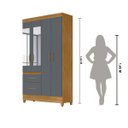 Ver imagem 3 de Guarda Roupa Solteiro 4 portas com espelho 2 gavetas Madri