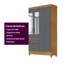 Ver imagem 5 de Guarda Roupa Solteiro 4 portas com espelho 2 gavetas Madri