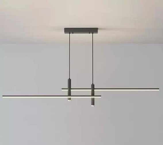 Pendente Slim Moderno Sofisticado Perfil para Fita Led + 2 Mini Dicroicas - 1,00m - Preto - 1