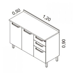 Balcão 3 Portas e 2 Gavetas com Tampo Cacau Itatiaia IG3G2-120 - 2 Balcão 3 Portas e 2 Gavetas com Tampo Cacau Itatiaia IG3G2-120 - 2