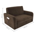 Ver imagem 2 de Sofá Cama com Baú 2 Lugares Numey Veludo Marrom