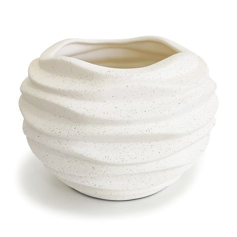 Vaso Cachepot Zen Onda 3D Decorativo 16x24cm