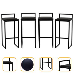 Kit 4 Banqueta Quadrada Preta para Balcão Ilha Cozinha Gourmet Bancada Piscina Bares Àrea de Lazer