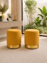 Ver imagem 1 de Kit 2 Puff Rodapé Dourado, Cor Amarelo Veludo - Let Móveis