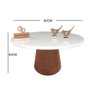 Mesa de Centro com Vidro 80cm e Base Cone Envernizada Branca 40cm - 3