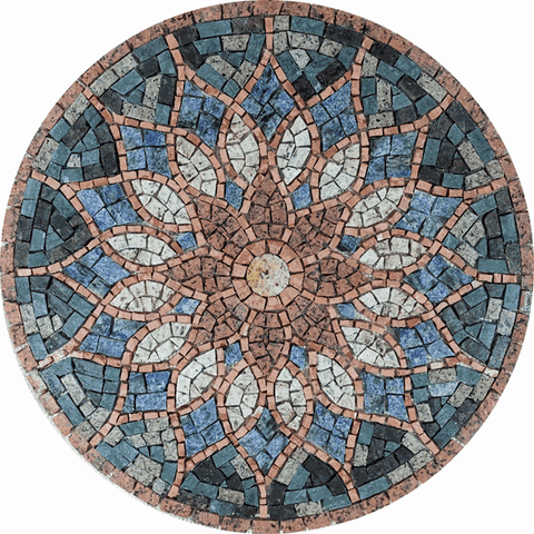 Mandala Indiana Piso Mosaico Vitral Árabe 100cm