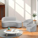 Ver imagem 1 de Kit Divã Recamier Orgânico Marrocos 160cm Lado Direito e 2 Poltronas Amore Linho Cinza Claro