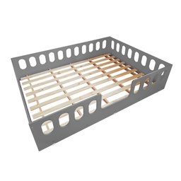 Cama Casal Montessoriana Helo Cinza Acompanha Luminária Led - 3