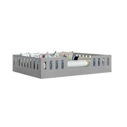 Cama Casal Montessoriana Helo Cinza Acompanha Luminária Led - 1