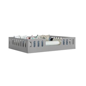 Cama Casal Montessoriana Helo Cinza Acompanha Luminária Led