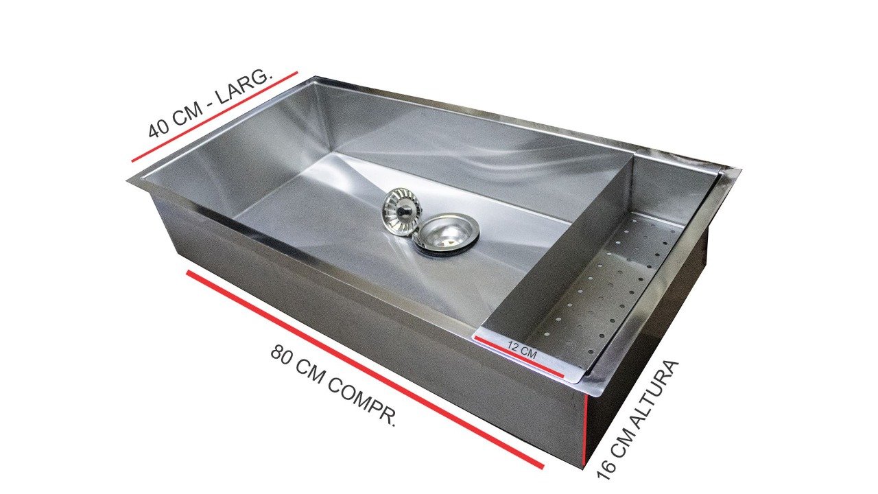 Cuba Para Pia Cozinha Válvula Inox Cesto Escorredor Funcional Gourmet Acessórios - 1