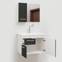 Ver imagem 3 de Gabinete Armario para Banheiro 58cm Sonny com Pia e Espelho Fimap Branco Grafite