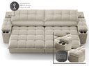 Ver imagem 7 de Sofá com Porta Copos e Carregador Usb Ret Rec Luke 2,90m Veludocristal Areia - Netsofas