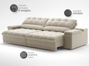 Ver imagem 5 de Sofá com Porta Copos e Carregador Usb Ret Rec Luke 2,90m Veludocristal Areia - Netsofas