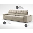 Ver imagem 3 de Sofá com Porta Copos e Carregador Usb Ret Rec Luke 2,90m Veludocristal Areia - Netsofas