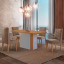 Ver imagem 1 de Mesa de Jantar Isadora 120cm Tampo MDF Laminado Veludo Capuccino Naturale Off White
