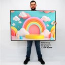 Ver imagem 2 de Quadro Decorativo Arco Iris em Moldura Caixa Tacolado Moldura Caixa 3cm Madeira sem Vidro 80 X 120cm