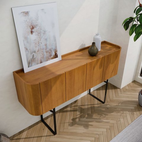 Buffet Aparador Flow 4 Portas Design Moderno Pés em Aço:nature