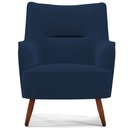 Ver imagem 6 de Kit 02 Poltronas Decorativa Fixa Pés de Madeira Isabella D02 Veludo Azul Marinho B-304 - Lyam