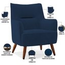 Ver imagem 4 de Kit 02 Poltronas Decorativa Fixa Pés de Madeira Isabella D02 Veludo Azul Marinho B-304 - Lyam