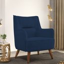 Ver imagem 2 de Kit 02 Poltronas Decorativa Fixa Pés de Madeira Isabella D02 Veludo Azul Marinho B-304 - Lyam